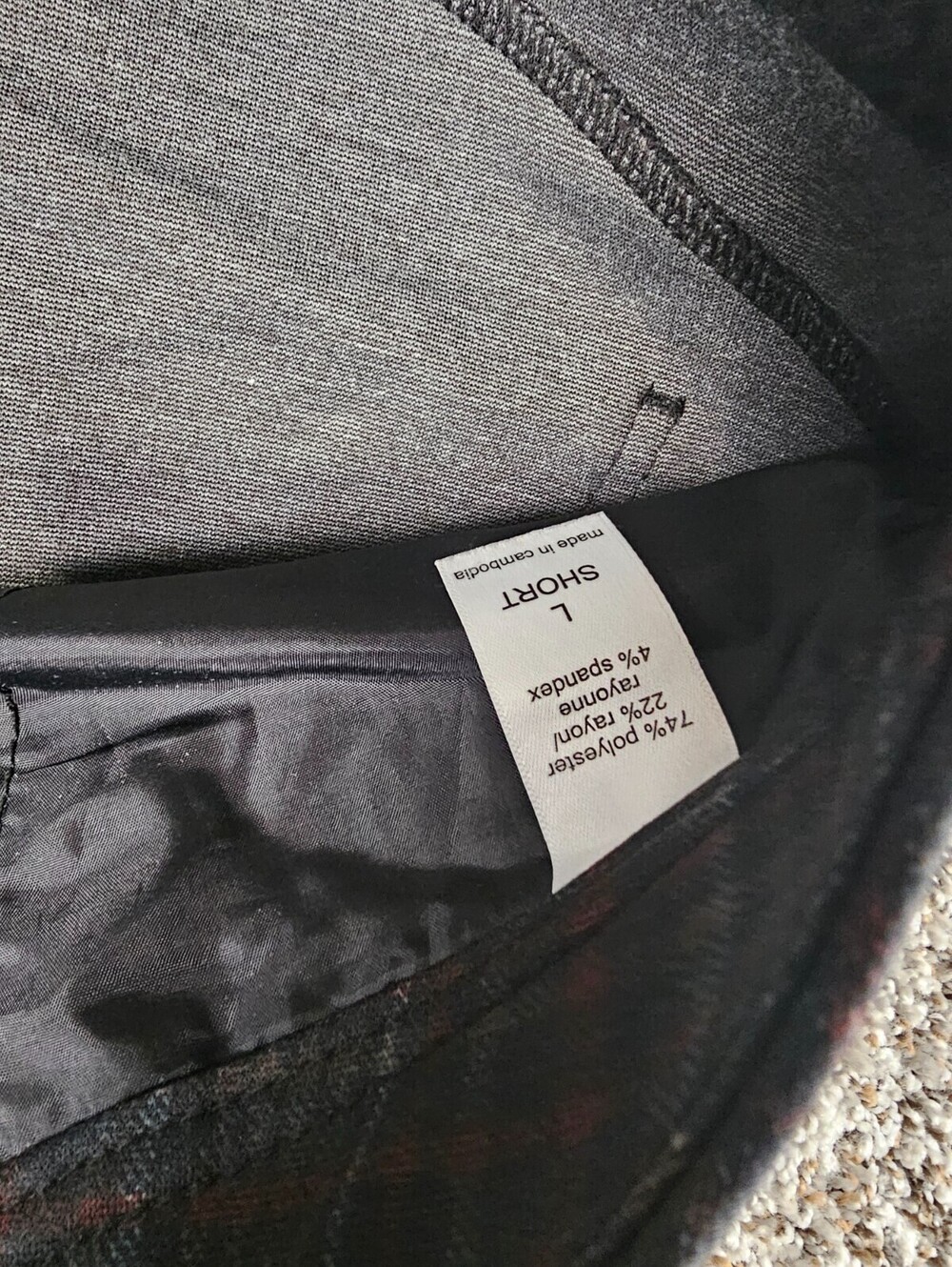 Maurices Womens Sz L Short Slim Leg Dress Pants Plaid Gray Burgundy - Picture 3 of 4